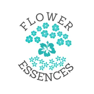 flower essences icon with turquoise flowers in the middle