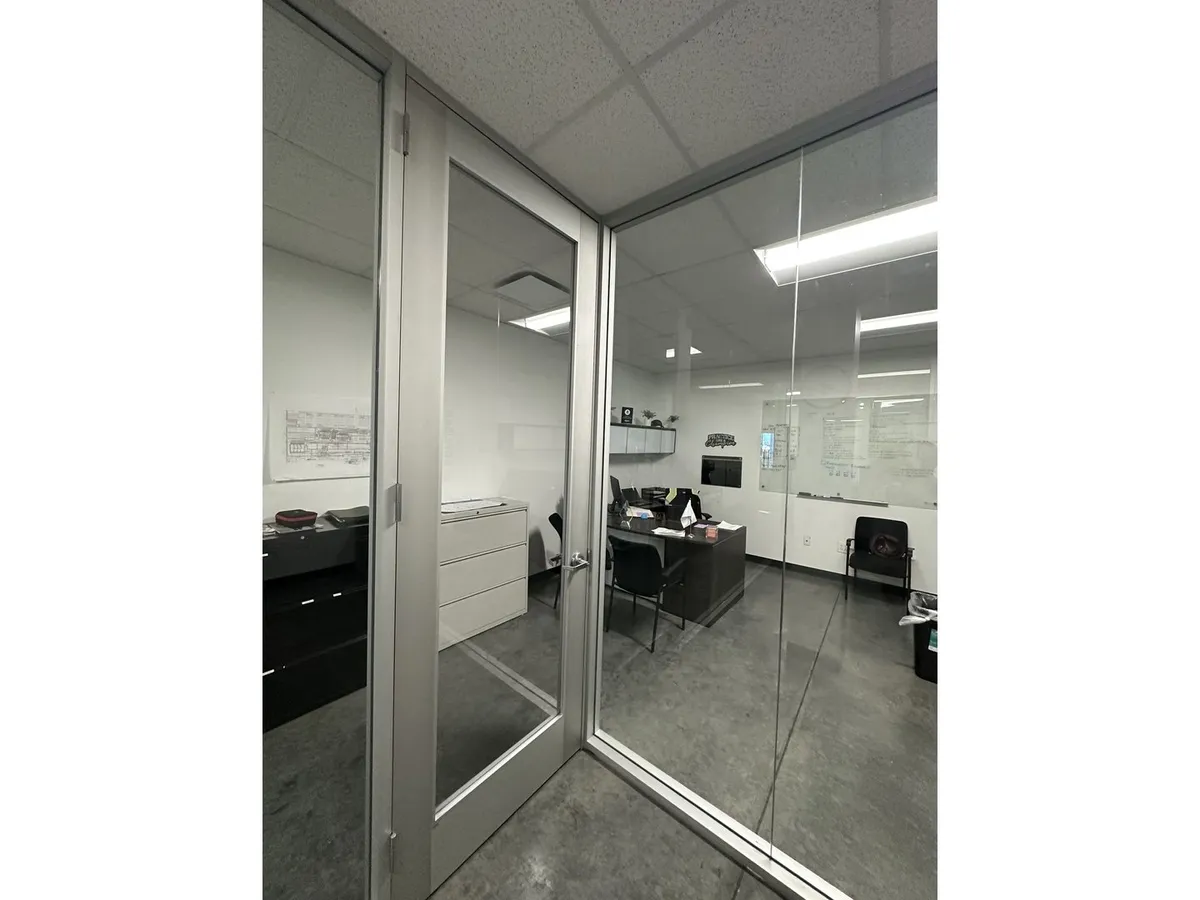 Glass office partition corner