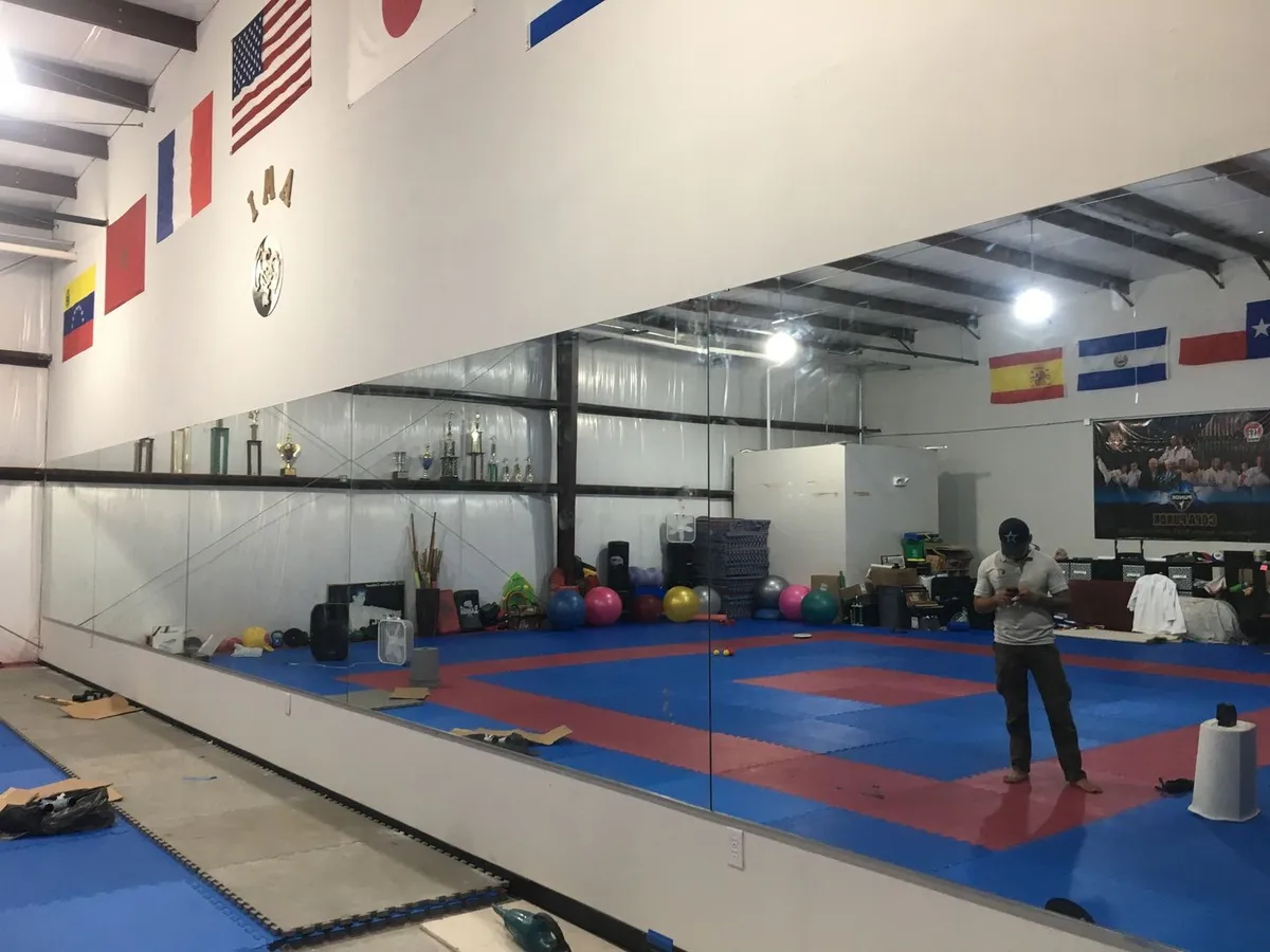 Mirror wall in a martial arts studio