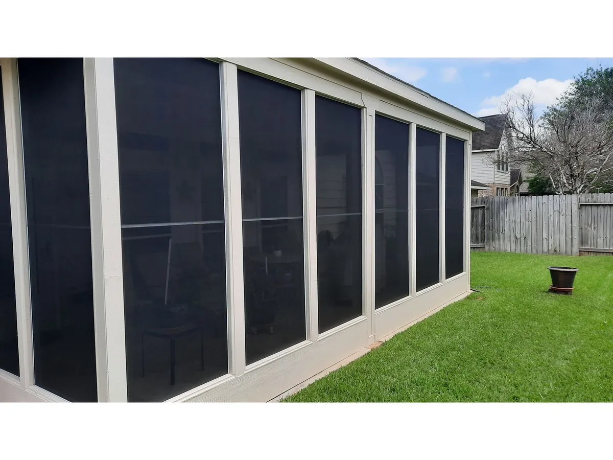 Solar screens installed on a covered patio