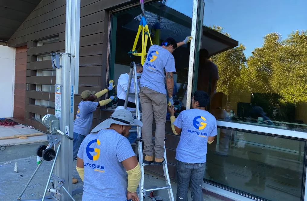 New storefront glass and doors installed by Euro Glass in Houston