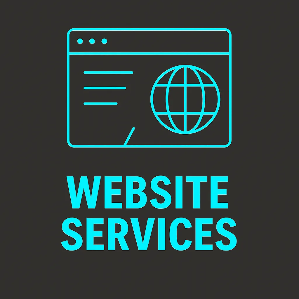 Modern website layout icon in neon blue and grey representing professional Website Services by Agents One