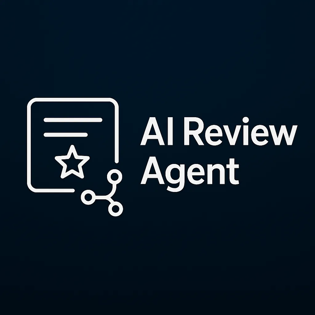 Abstract review and star icon in neonblue and grey representing automated Reviews Agent service by Agents One