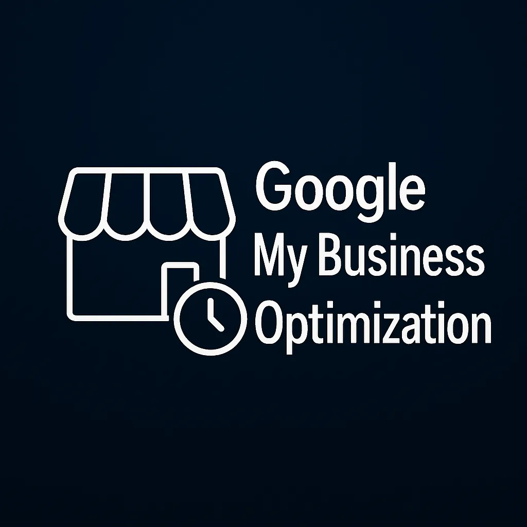 neon blue and grey location pin with gear icon representing Google My Business Optimization service by Agents One