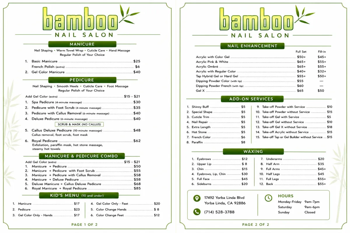 Bamboo Nails Yorba Linda | Services