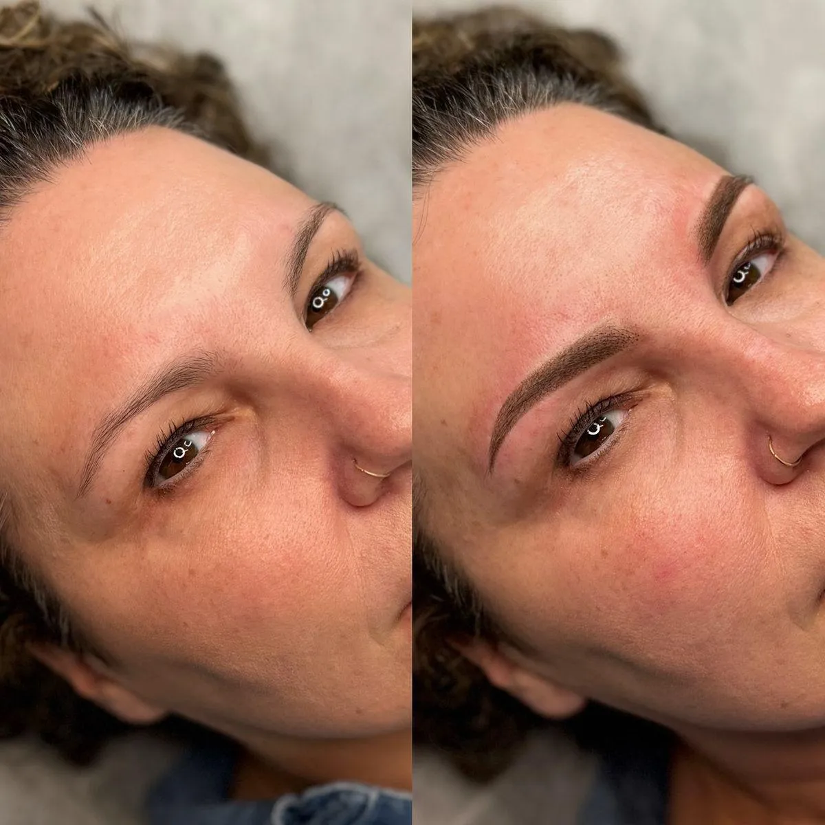 woman in green jacket stands and pose on street