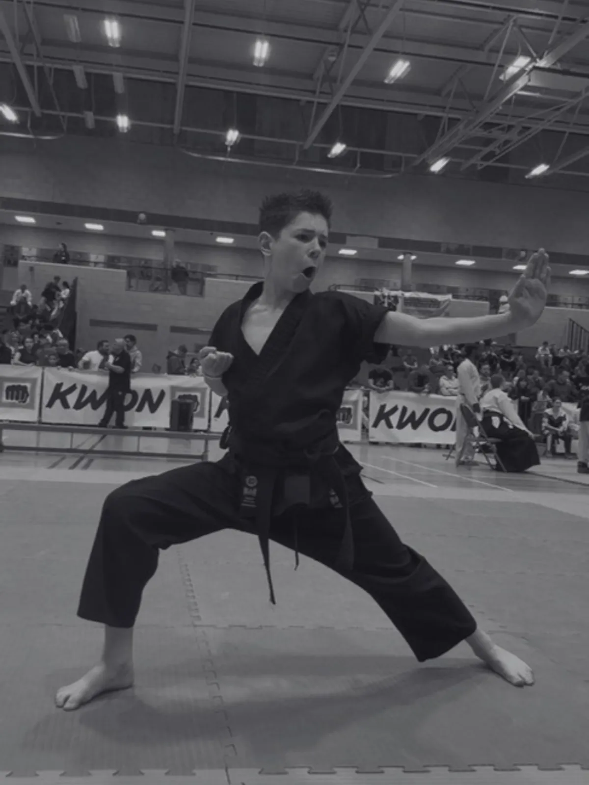 Tyler Killoran competing at an international martial arts championship