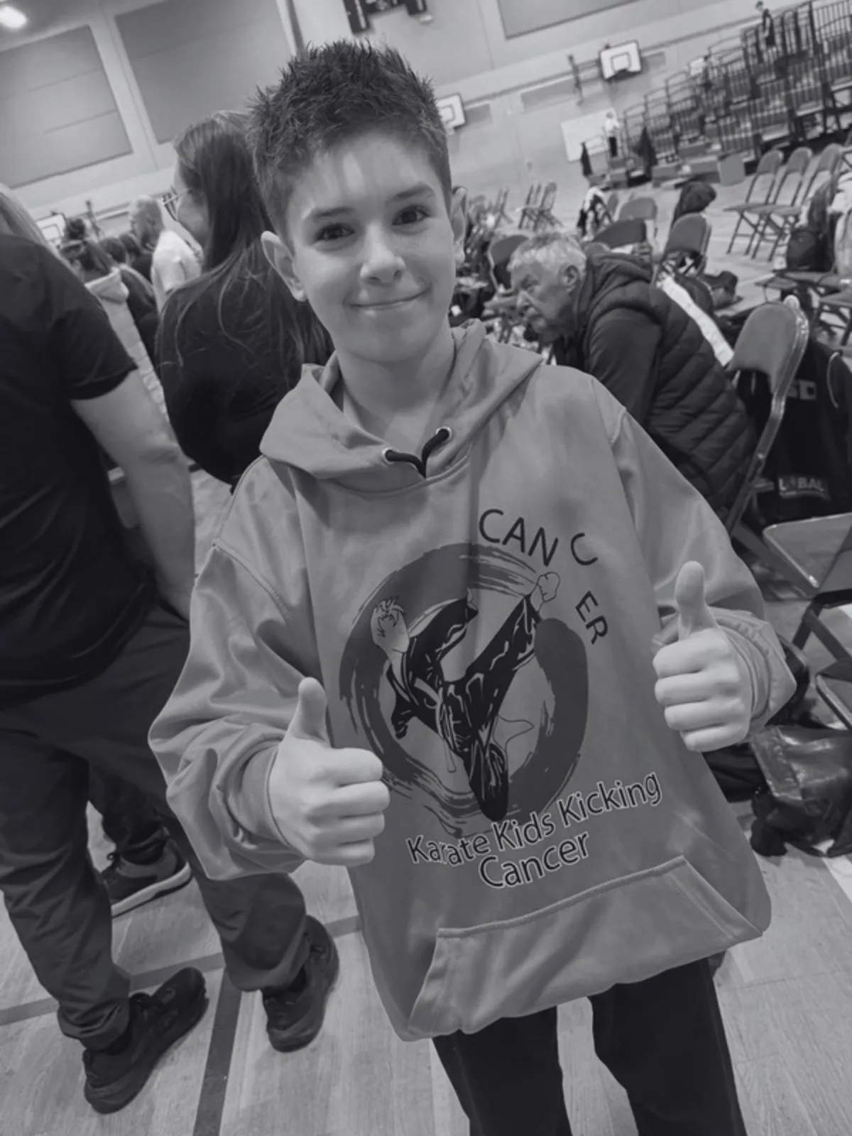 Tyler Killoran supporting Karate Kids Kicking Cancer charity initiative