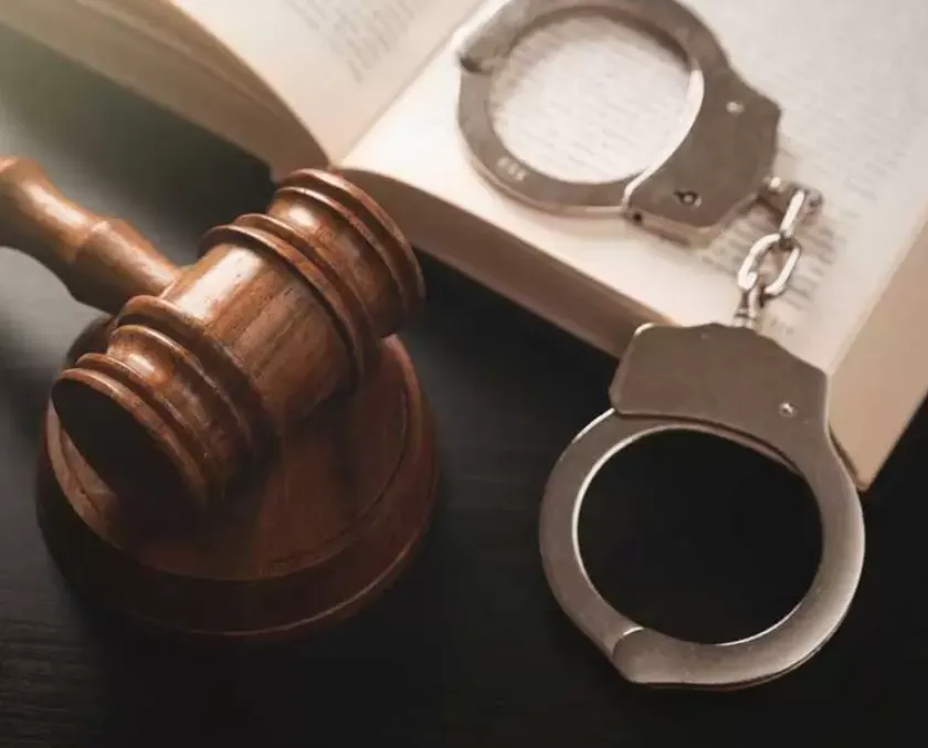 Handcuffs and gavel