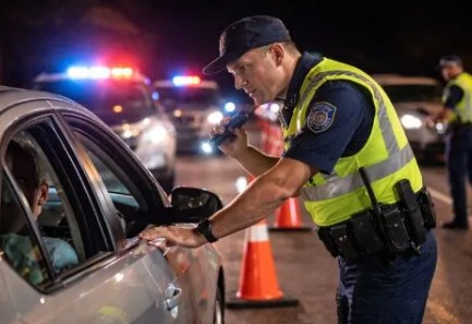 Police officer at night