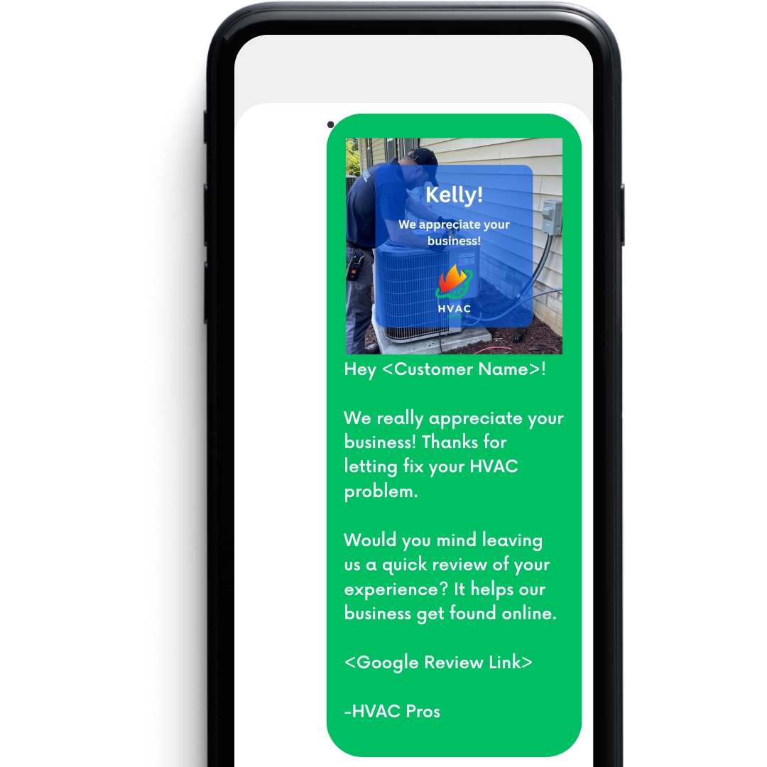 Mobile phone showing an automated missed call text back response.
