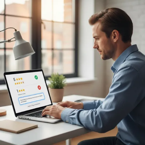 Action sur les avis Google – suppression des faux avis nuisibles et rédaction de réponses professionnelles pour restaurer la confiance client.