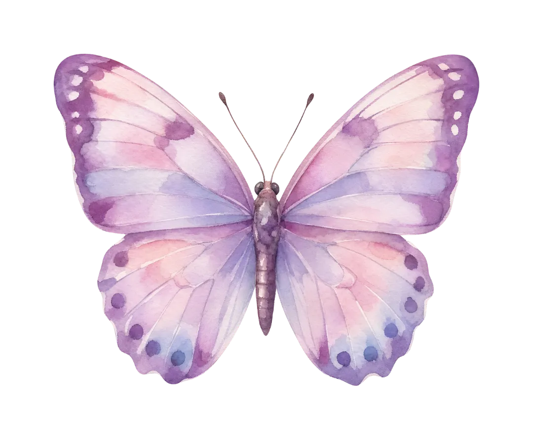Single hyper-realistic luminous butterfly with plum and soft gold wing tones flying upward gracefully