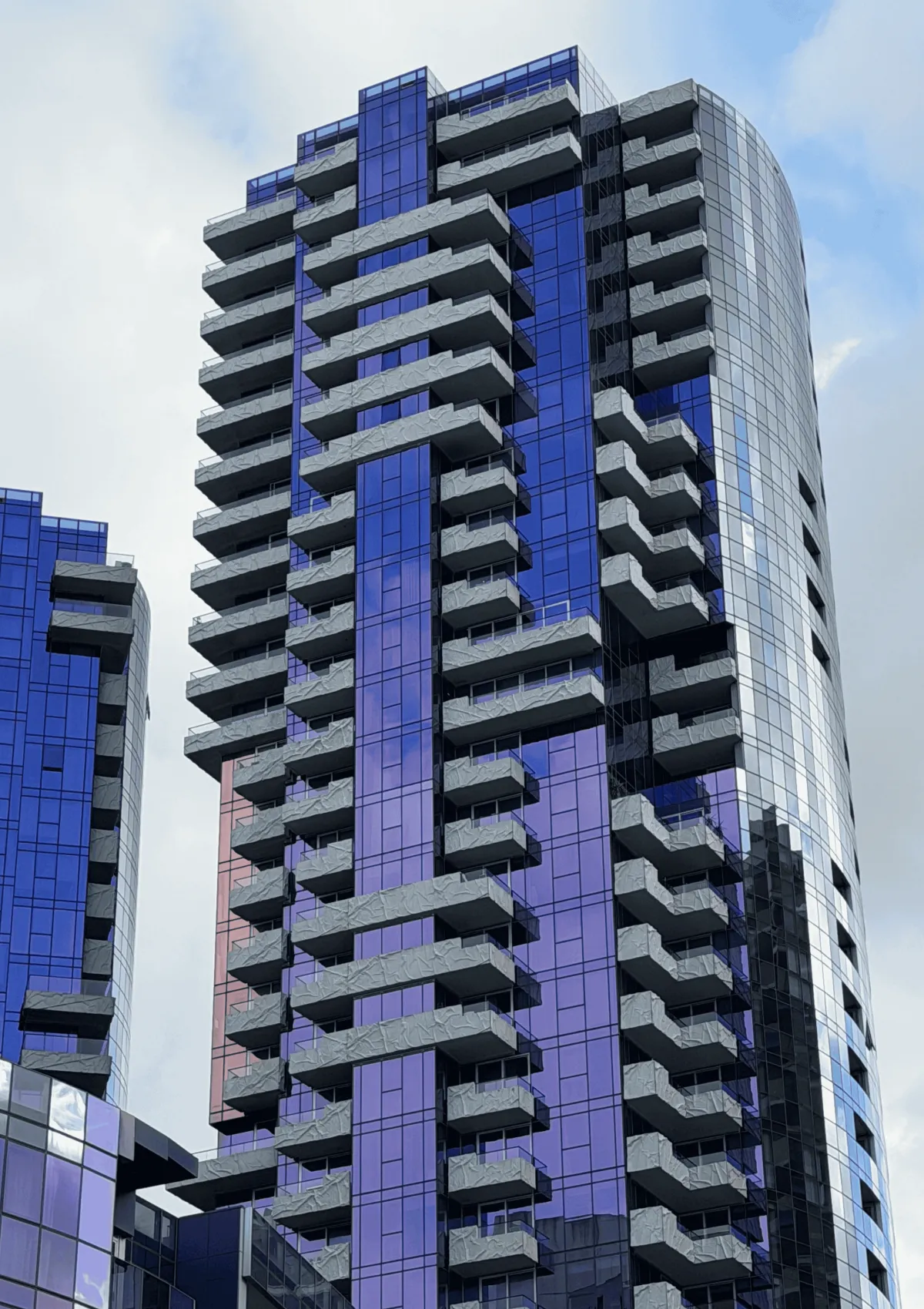 Modern building facade with reflective windows