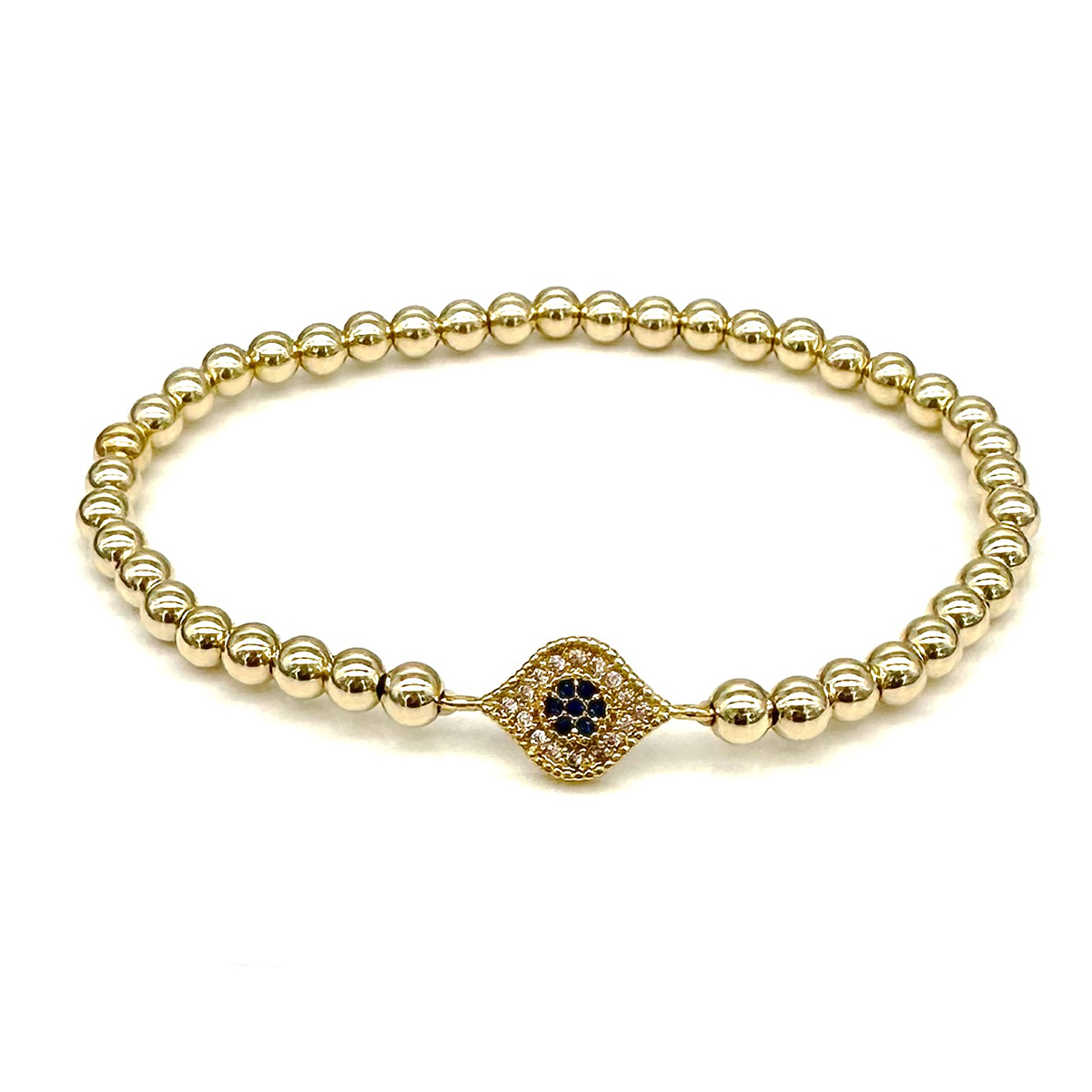 Gold Bead Hamsa Stretch Bracelet
