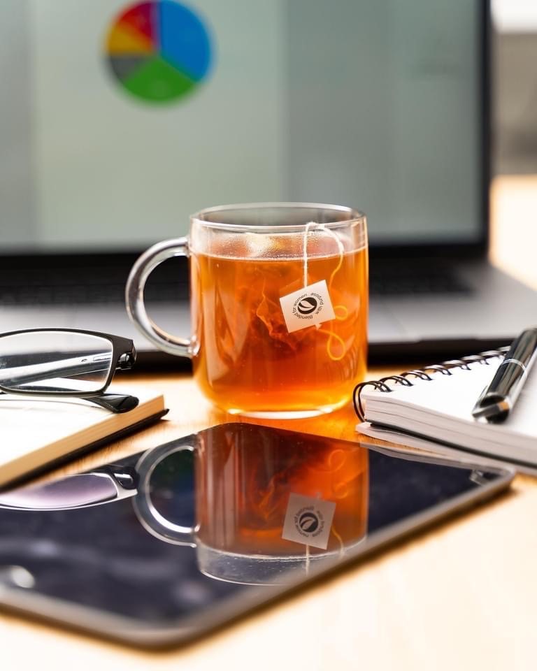 herbal tea in glass mug