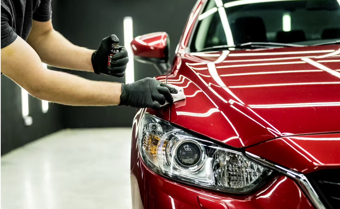 Water beading perfectly on a ceramic coated paint finish