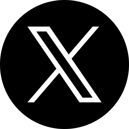 Social media icon for X displayed on a blue footer background, linking to AI Wealth Hub’s social profiles.