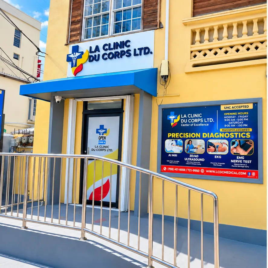 Premium view of La Clinic Du Corps diagnostic facility in St. Lucia