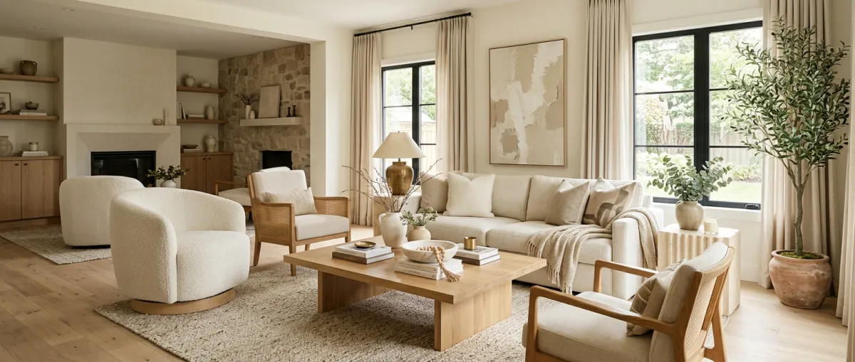 A curated collection of 15 timeless designer sofas in neutral fabrics, perfect for creating a warm, inviting, and elegant living room.