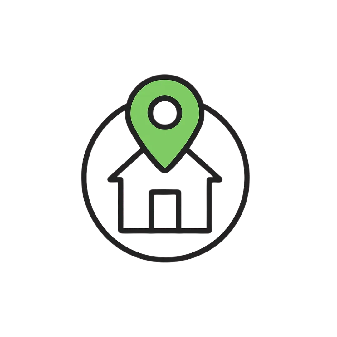 Local Icon - House with a green location pin