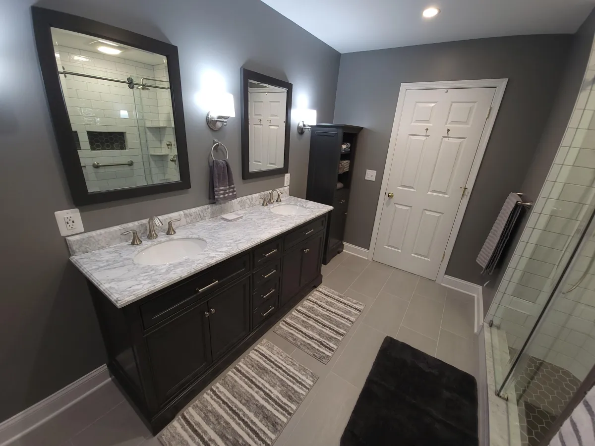 Double sink bathroom vanity remodel in Montgomery County