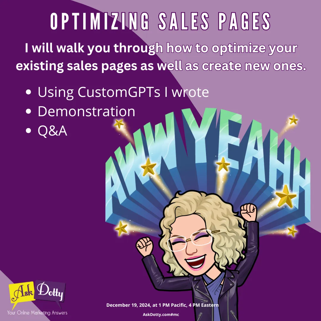 Optimizing Sales Pages AskDotty Masterclass