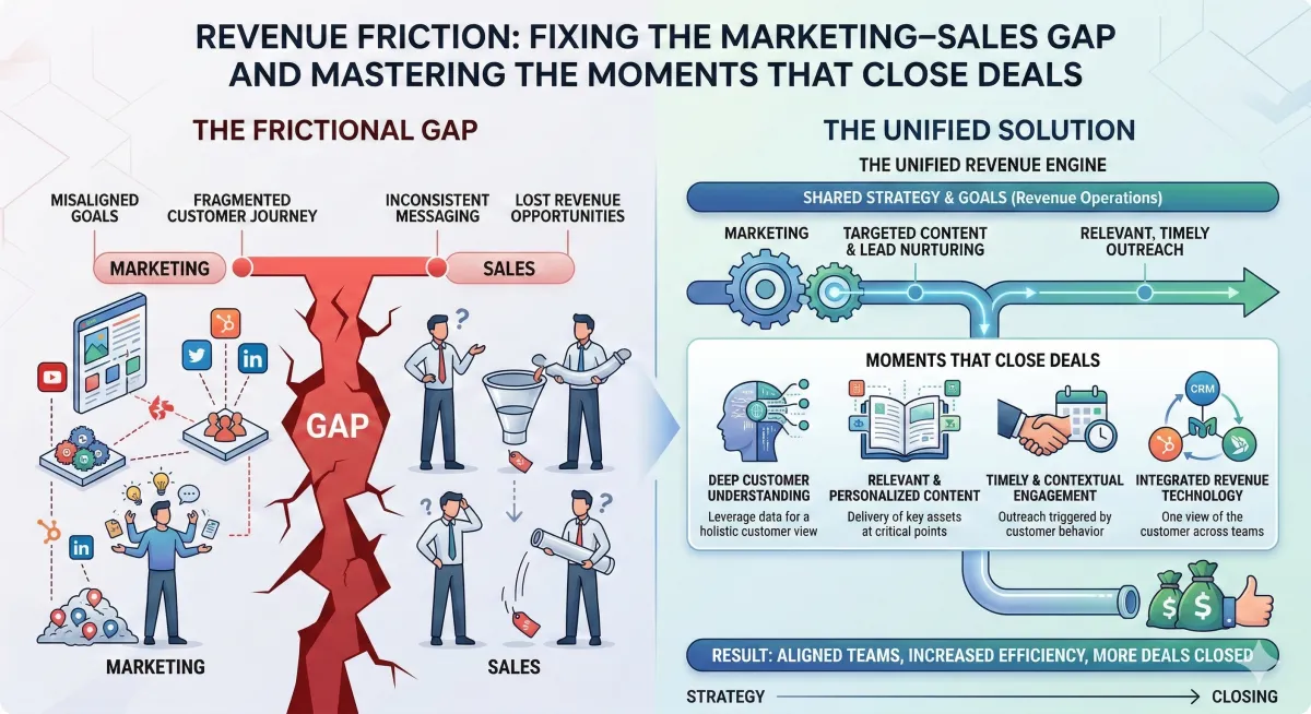 Revenue Friction: Fixing the Marketing–Sales Gap and Mastering the Moments That Close Deals