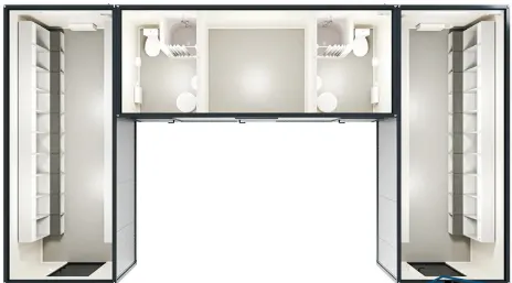 Modular changing room at a grassroots sports club - real stock photo to be implemented