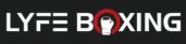 LYFE BOXING logo featuring white sans-serif text with a stylized red boxing glove icon substituting the 'O'