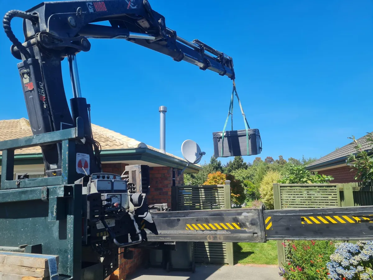 Spa pool delivery with Hiab truck Canterbury