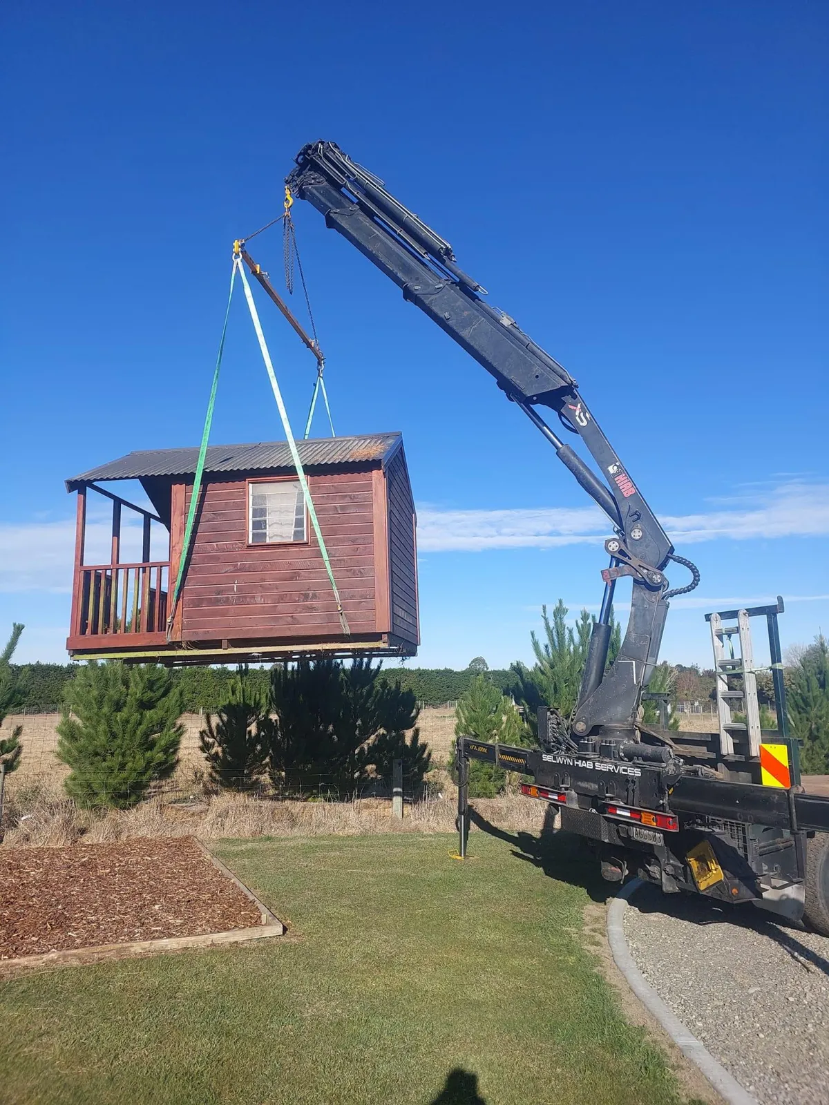 Hiab truck lifting playhouse Selwyn Canterbury