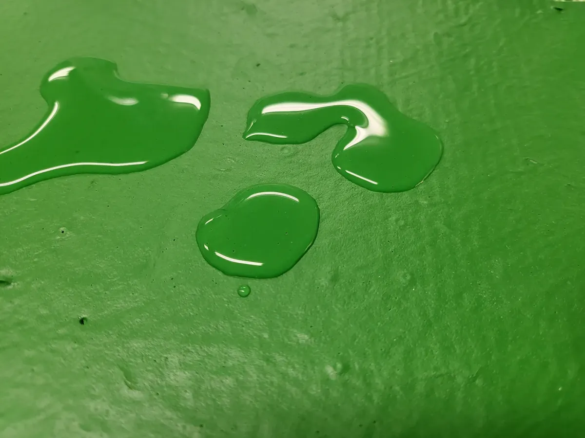 Image of full composite waterproofing system with green tint