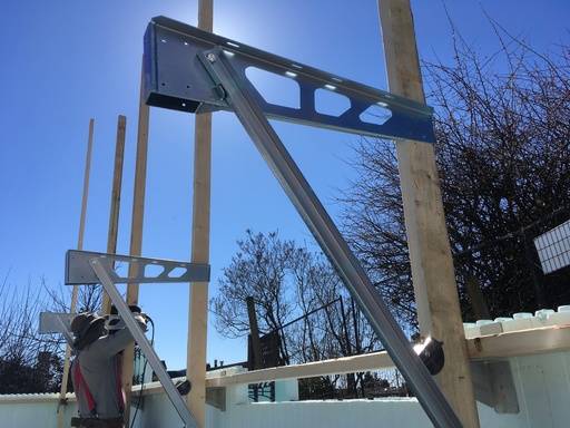 Zat zink plated catwalk bracket on a job site in New Hope, PA