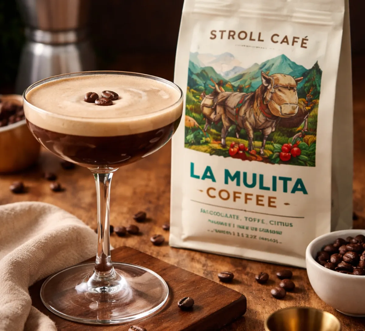 Espresso martini with La Mulita coffee