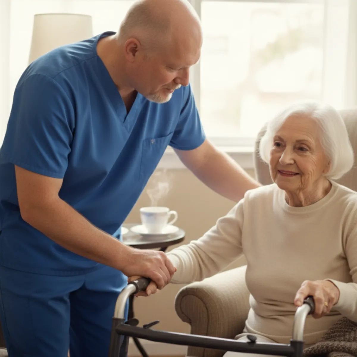 Doctor shows medical scan to elderly patient