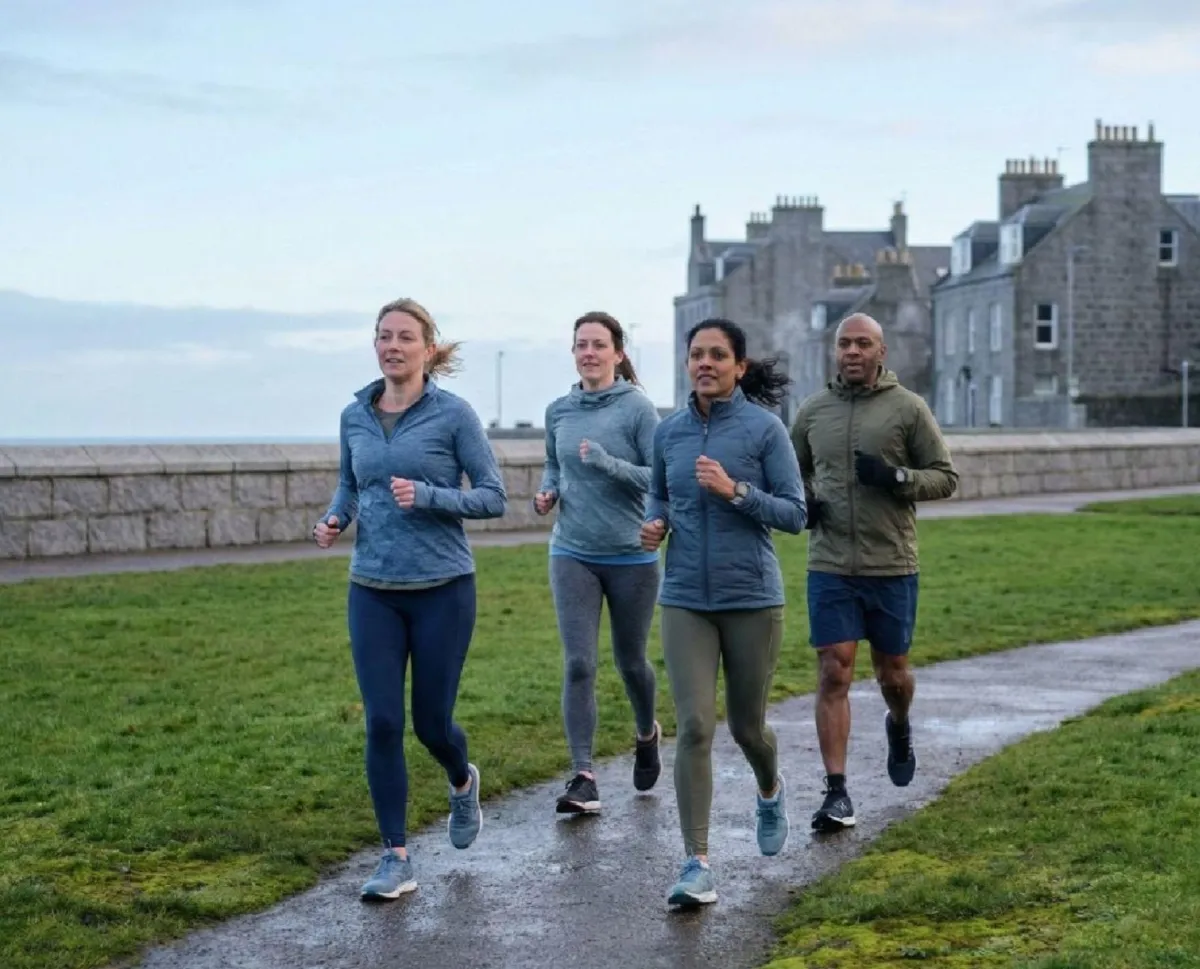 A group of four people out for a run