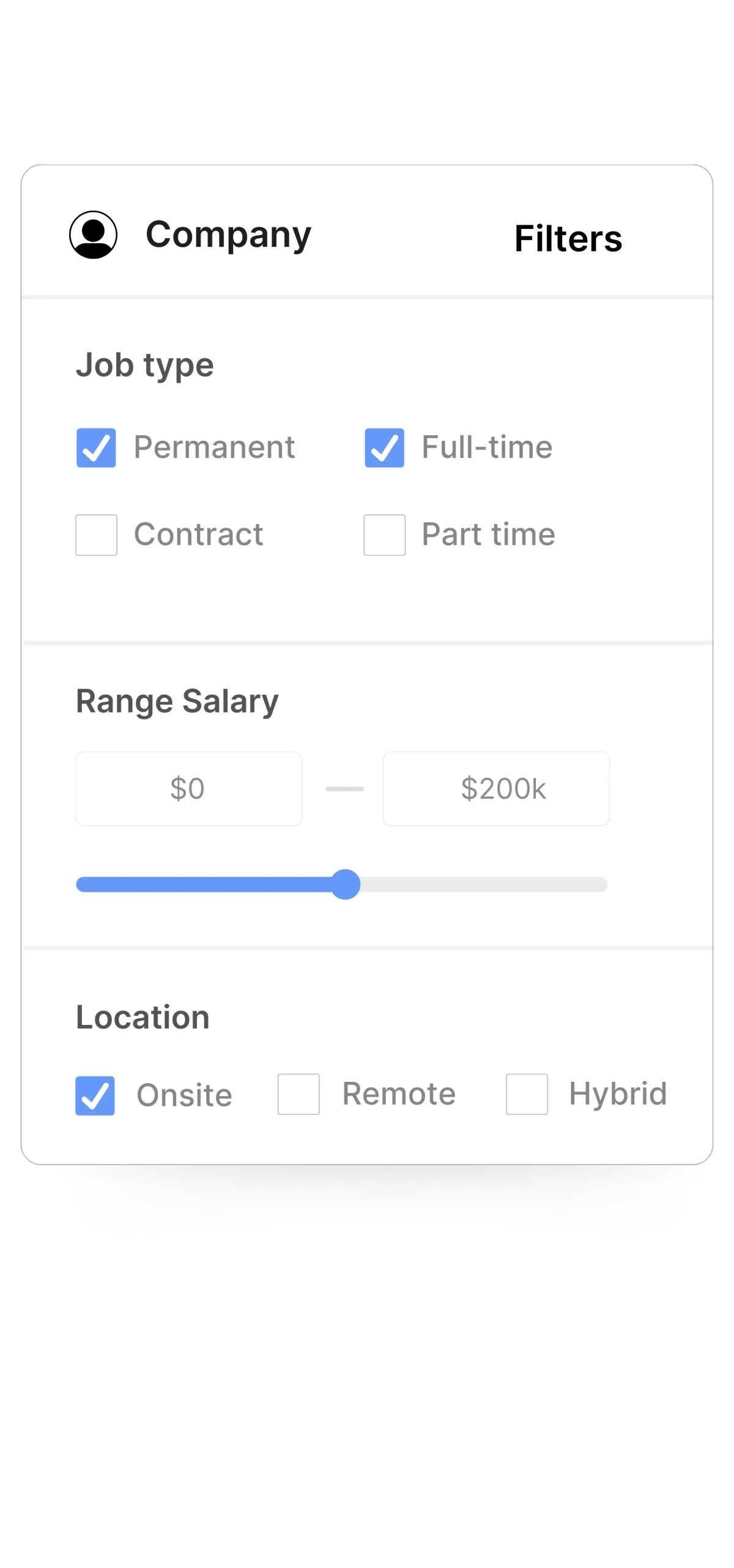 Graphic Business Profile Job Filters