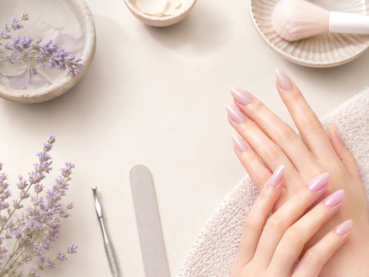 Manicured hands with spa tools at Melo Nail Salon Bulimba
