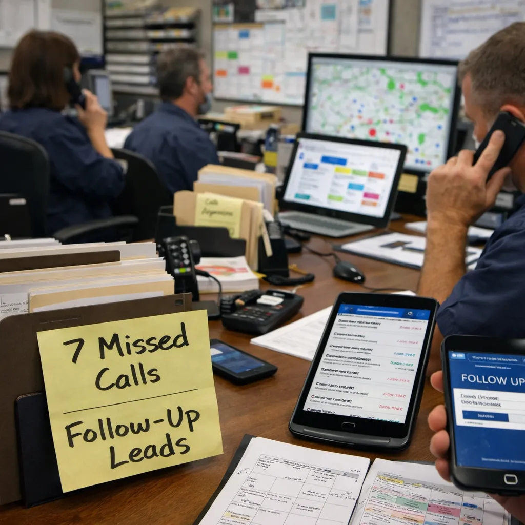 HVAC office handling leads, calls, and follow-up under pressure