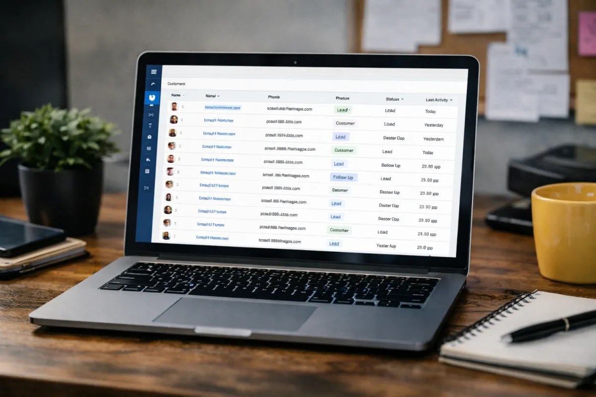 HVAC business reviewing customer database