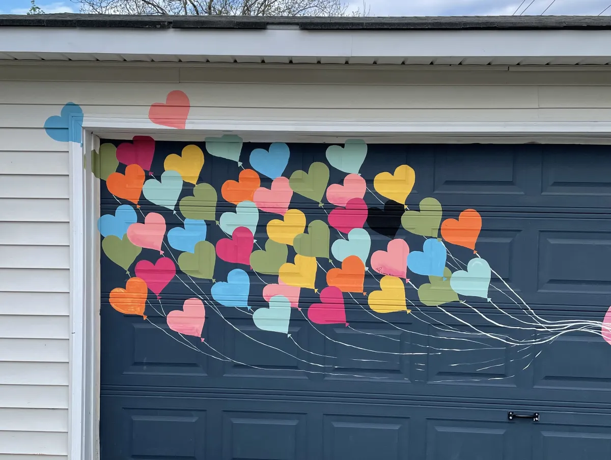 Hearts mural in downtown Apex.