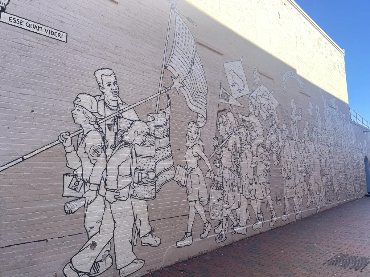 Mural at Carolina Coffee Shop in downtown Chapel Hill.