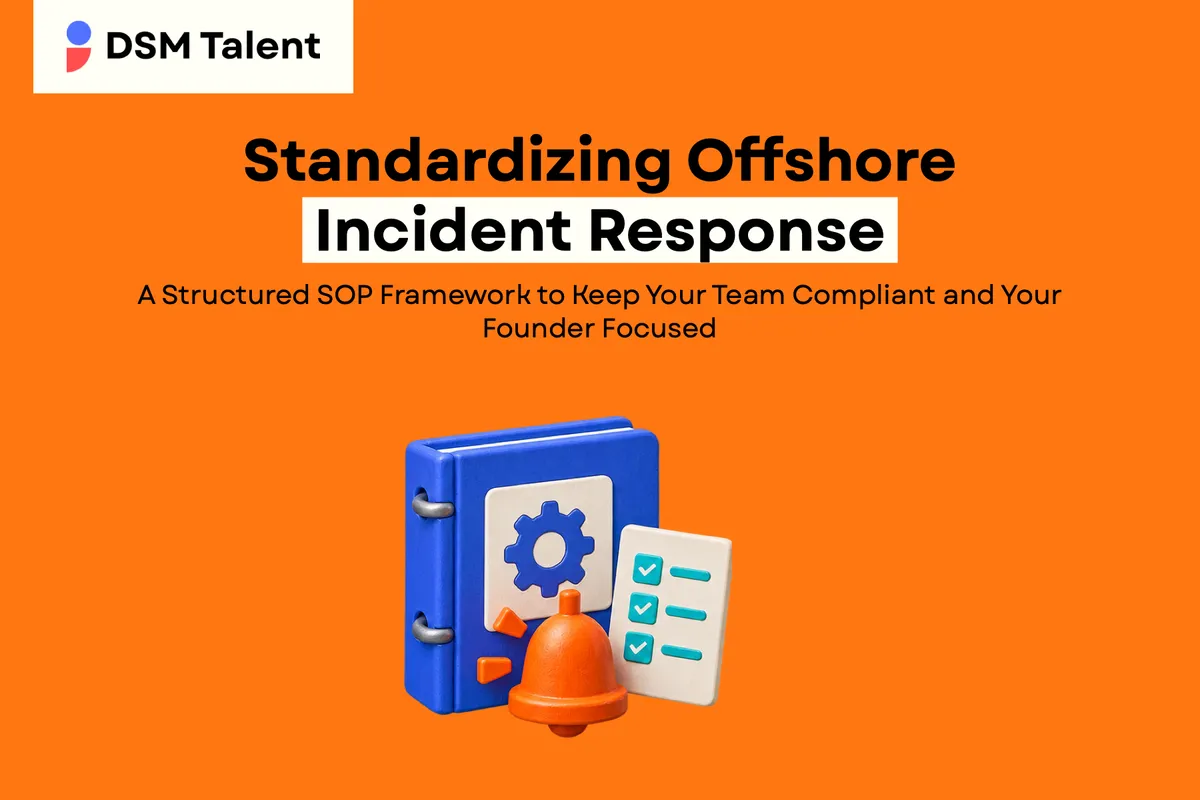 Standardizing Offshore Incident Response: A Structured SOP Framework to Keep Your Team Compliant and Your Founder Focused — DSM Talent blog cover.