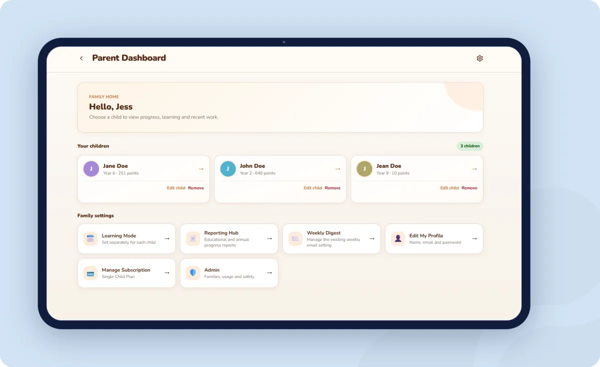 Approved Roamschool screen