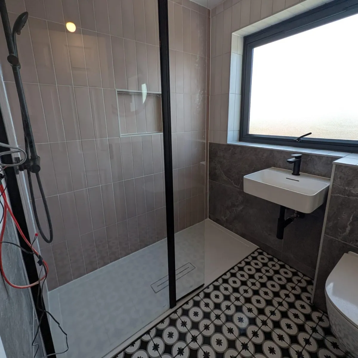 Bathroom tiling in Portishead with neatly finished wall tiles