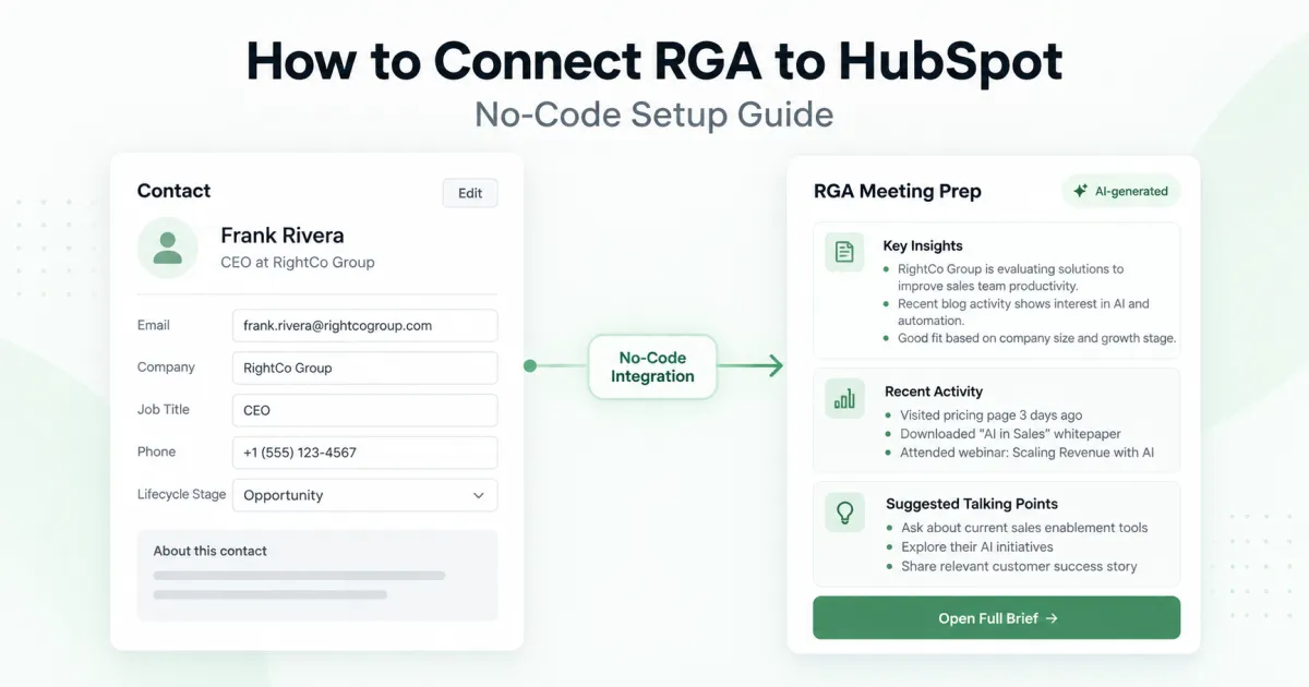 How to Connect RGA to HubSpot (No-Code Setup Guide)