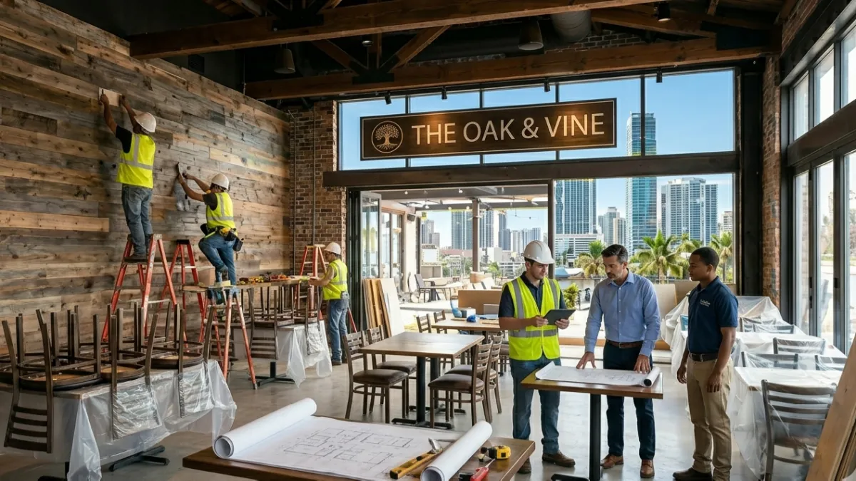 Miami restaurant or gym renovation funded by Bayside Business Advisors - expand or remodel a business location