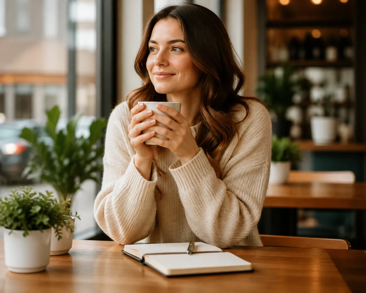 Woman with coffee cup