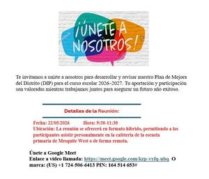 District Improvement Plan (DIP) (Spanish)